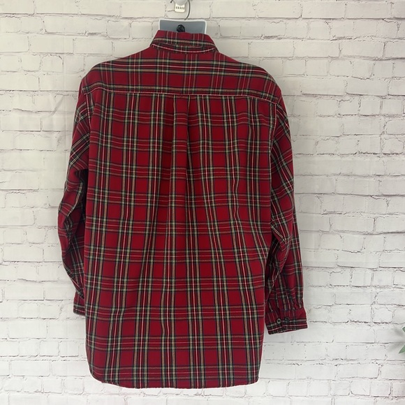 L.L Bean red Flannel button down shirt size Large Regular - Picture 6 of 9